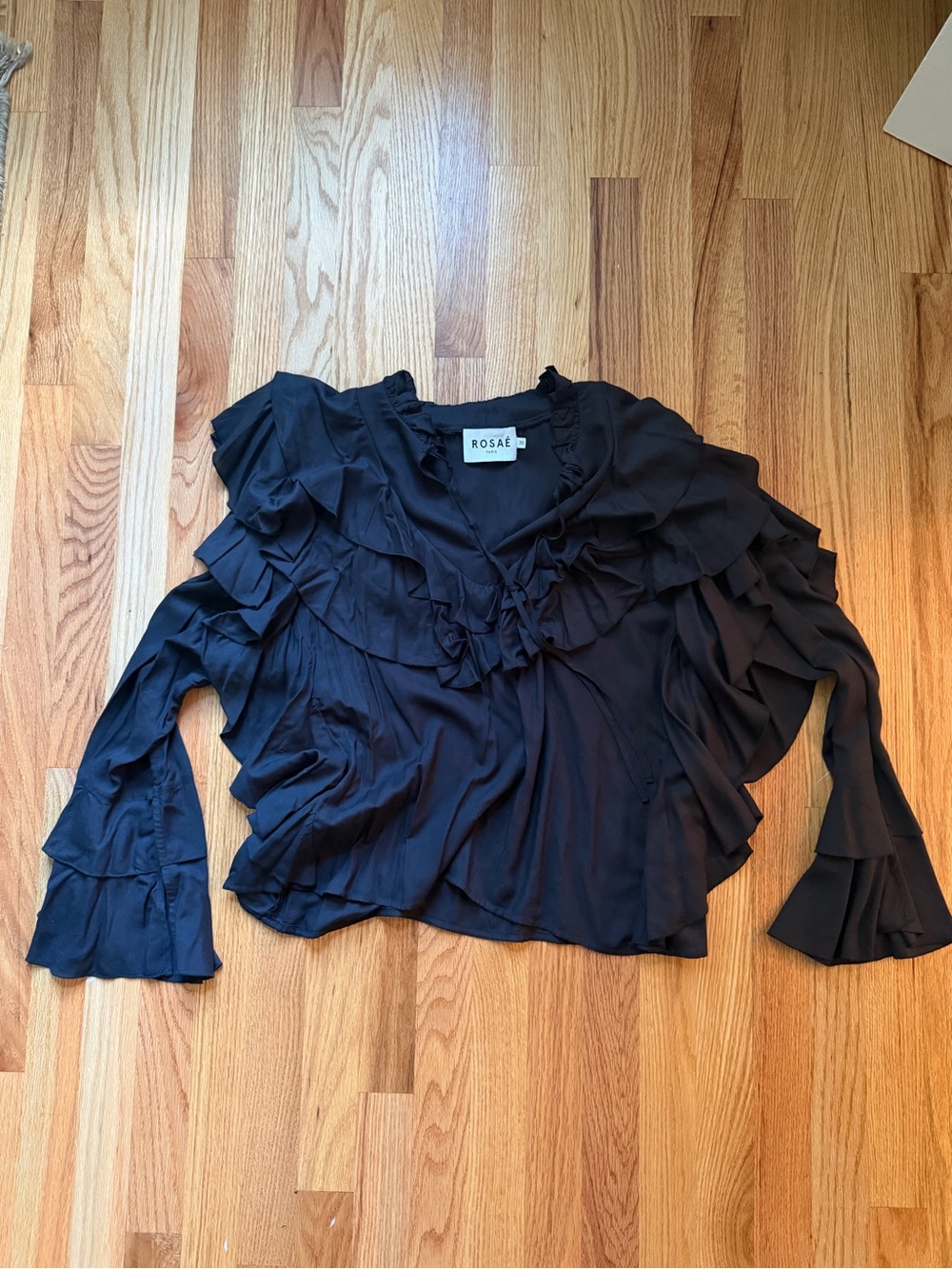Rosaé Ruffled Black Women's Blouse